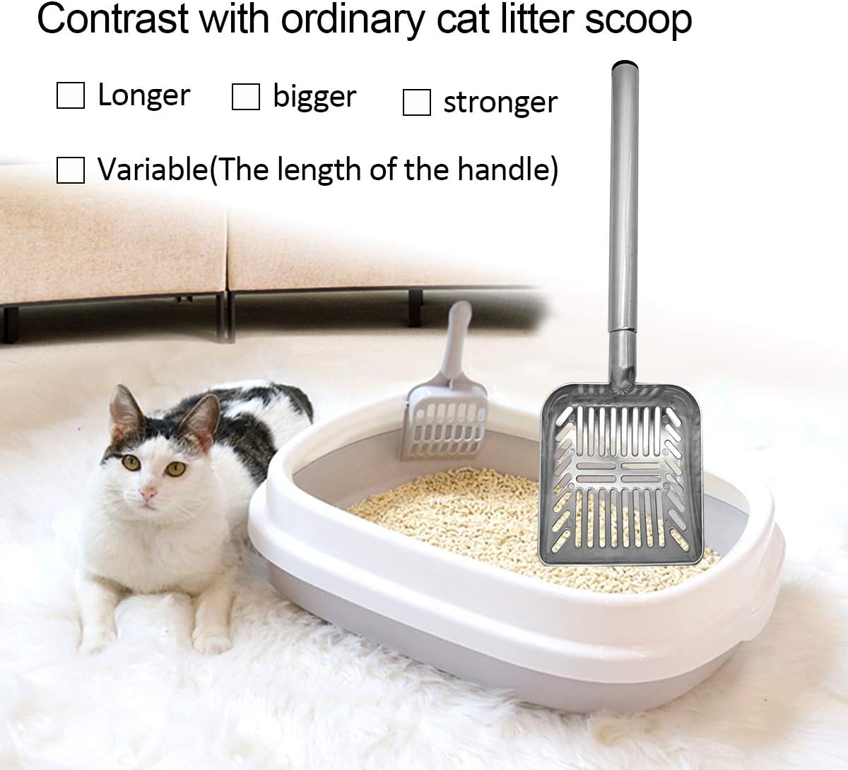 Upgrade Your Pet Care Routine with the Ultimate 23-Inch Stainless Steel Telescoping Litter Scoop for Cats and Dogs