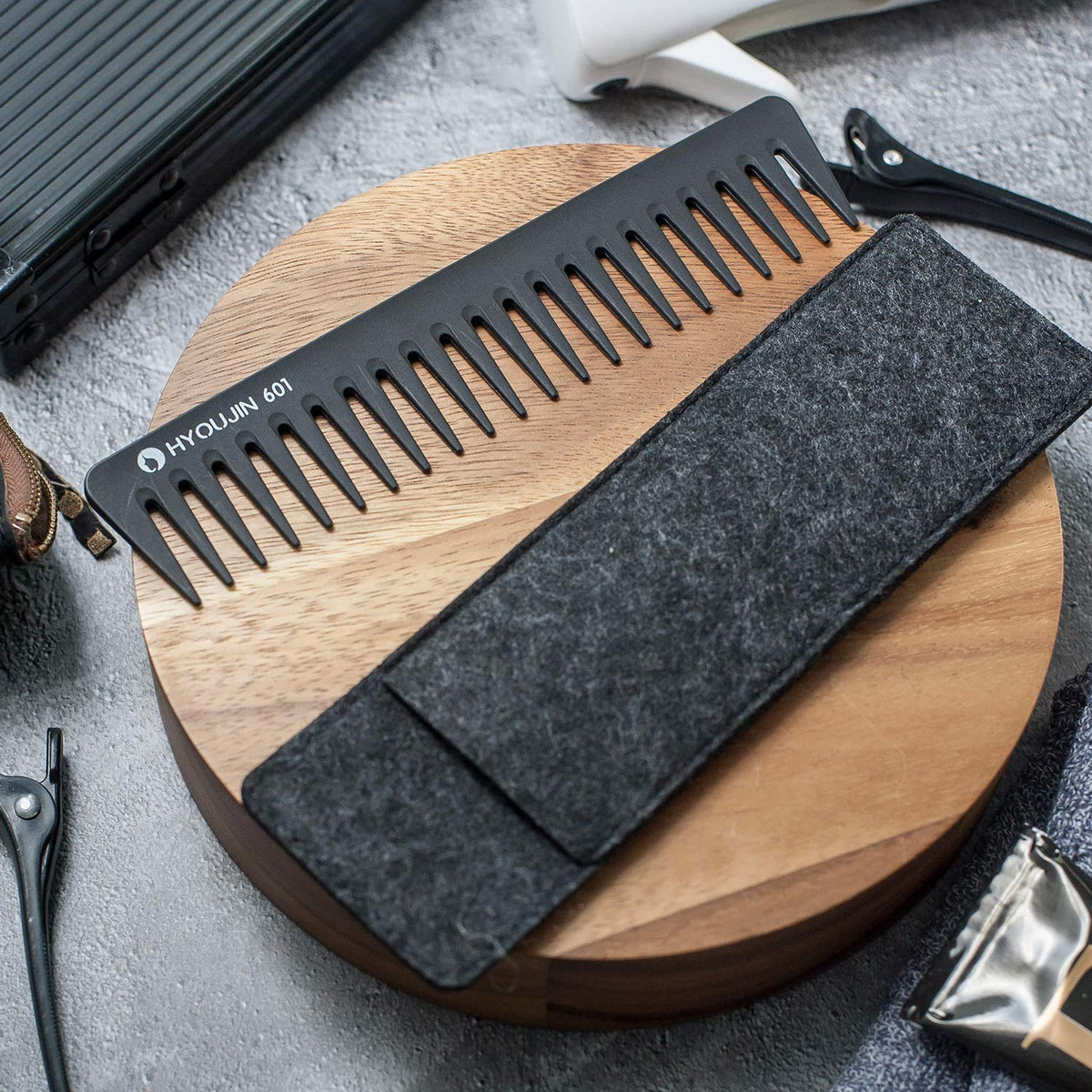 601 Carbon Wide Tooth Comb Detangler Comb for Detangling Wet Hair | Detangling Wide Tooth Comb for Shower,Wet,Dry,Long Hair,No Handle,Anti-Static,Heat Resistant to 230℃,Travel for Women and Men