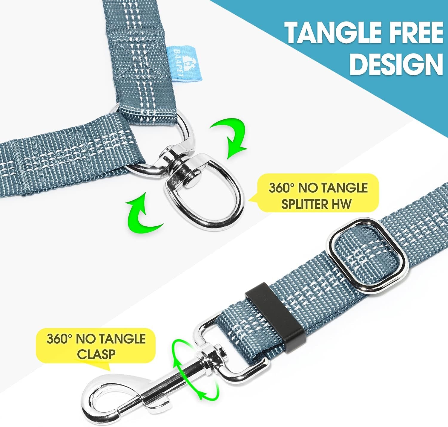 Double Dog Leash Splitter, Tangle Free Dual Dog Leash Coupler, Two Dog Walking and Training Extension for Small Medium or Large Dogs (1.0&