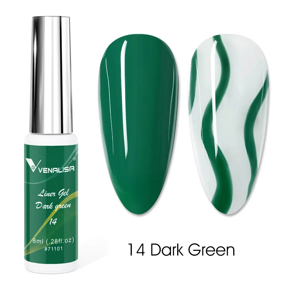 Venalisa Liner Gel 8ml French Nail Gel Polish UV LED Painting Gel Nail Art Design Gorgeous Glitter Color DIY Drawing Polish