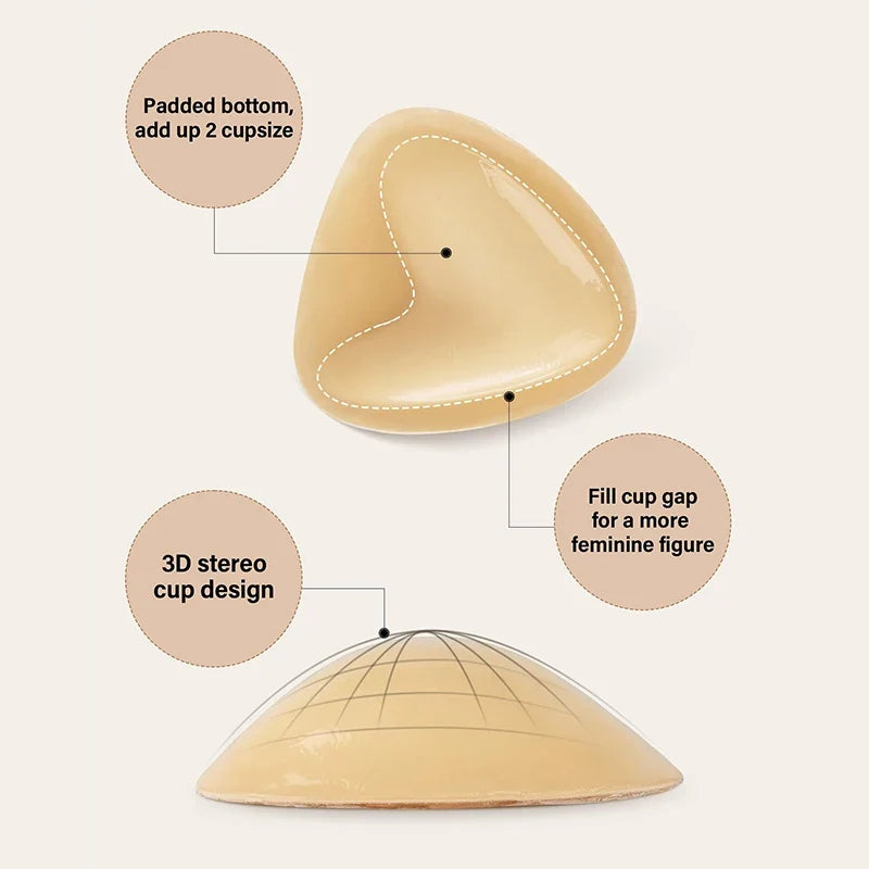 Double-Sided Sticky Bra Pads Women Summer Ultra Instant Push Up Bra Pads Reusable Padded Inserts Strapless Lift For Swimsuit