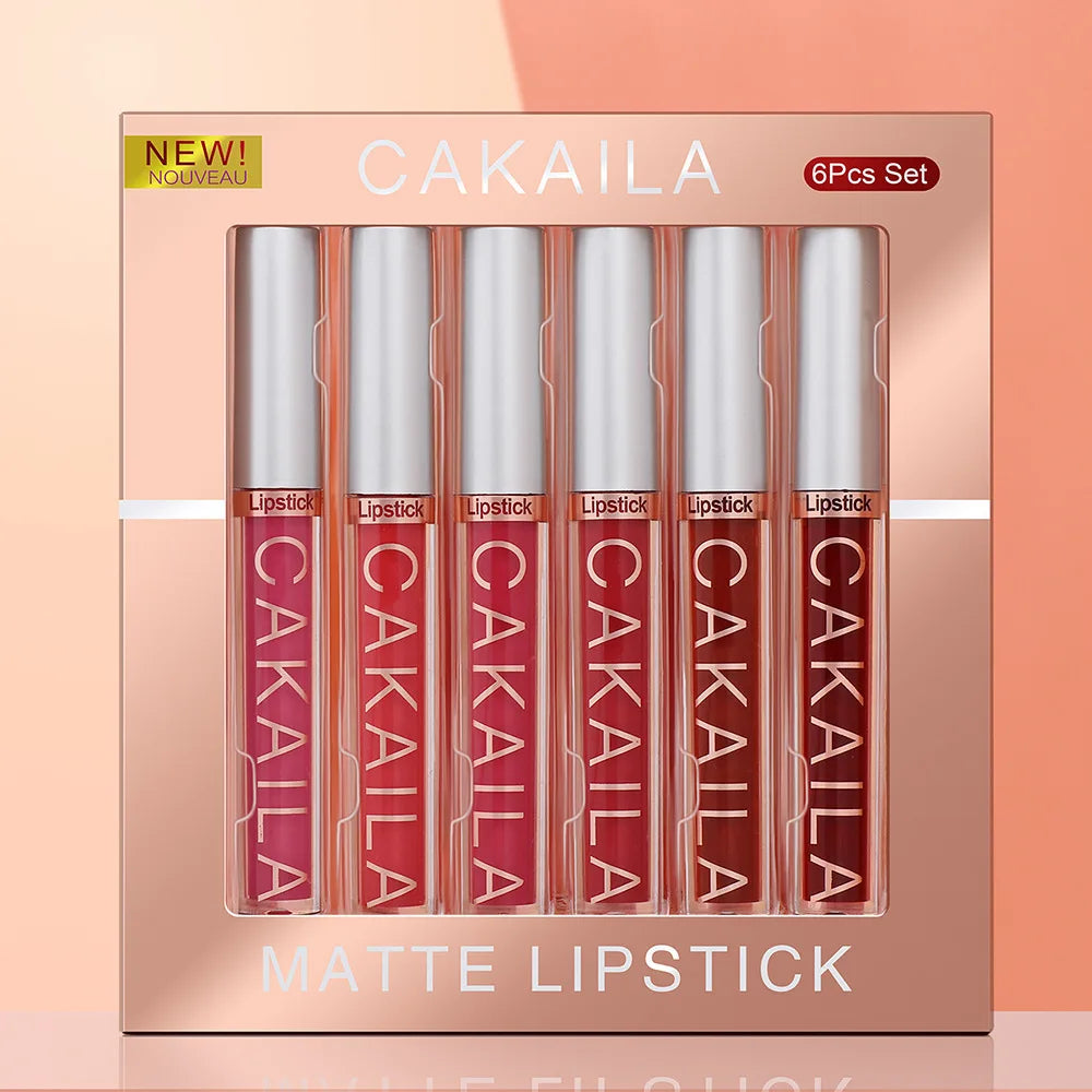 CAKAILA 6-Color Lip Gloss Lipstick Set Liquid Matte Velvet Matte Women&