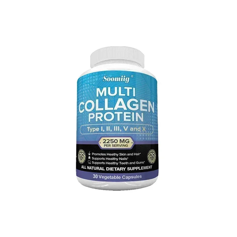 Collagen Peptides Capsules - Multi-Collagen Protein - for Hair Skin Nails Teeth Gums Joints, Gluten Free, Non-GMO