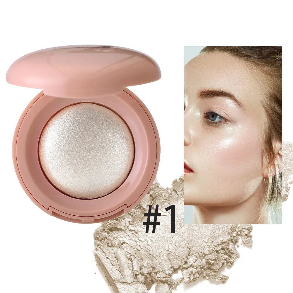 Monochrome Face Brightening Highlighter, Lightweight Non-Greasy Glitter Powder with Subtle Shimmer,Light Beige Brightening
