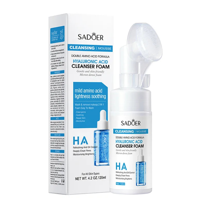 SAODER Q10 Vitamin C Facial Cleanser Face Wash Foam Facial Cleansing Mossee Moisturizing Brightening Facial Skin Care Products