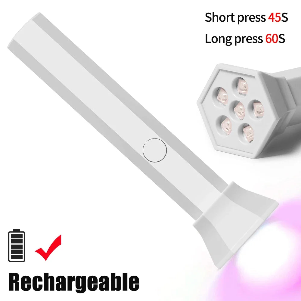 YIKOOLIN Handheld UV Light for Gel Nails Mini UV Light for Gel Nails Cordless Rechargeable Mini Nail Lamp for Fast Curing Gel