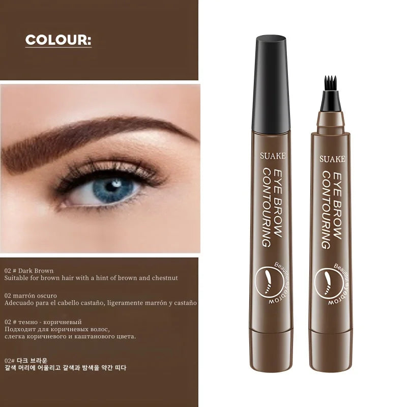 4D Microblading Eyebrow Pen 4 Forks Tip Eyebrow Tattoo Pencil Long Lasting Fine Sketch Liquid Eye Brow Make Up