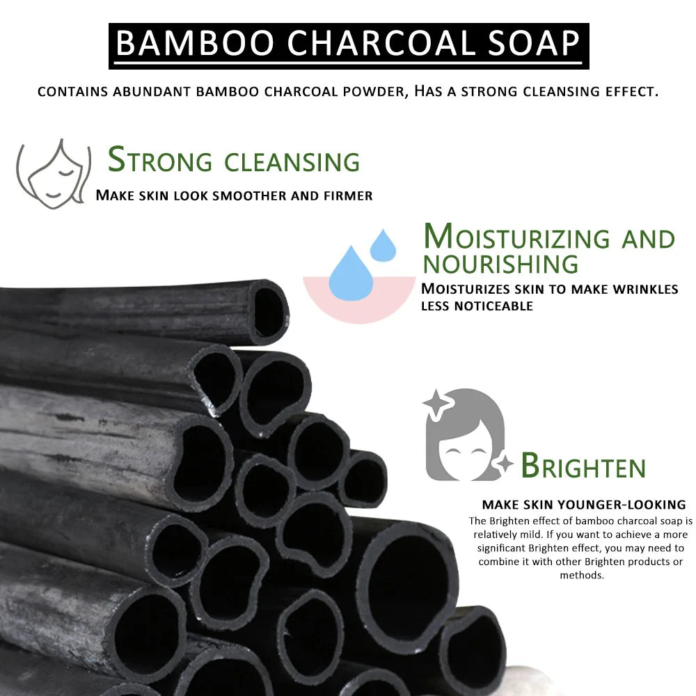 Bamboo Charcoal Soap Bar Deep Cleansing for Oily Light Beige,Moisturizing & Brightening Face & Body Bar For Women