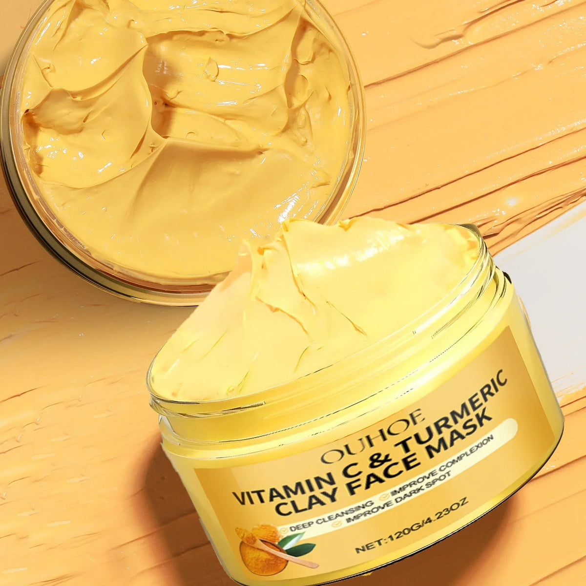 1/3PCS Turmeric VitaminC Clay Mask Deep Cleansing Facial Improves Dark Spots Hydrating Skin Care Tightens Skin Evens Skin Tone