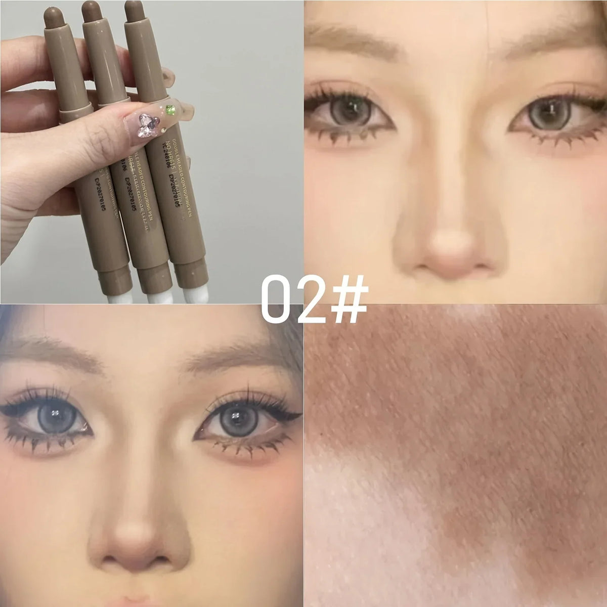 Highlighting & Bronzer Stick: Long Lasting Corrector with Brush, Brightening Concealer Pen, Nose Shadow, and Contouring