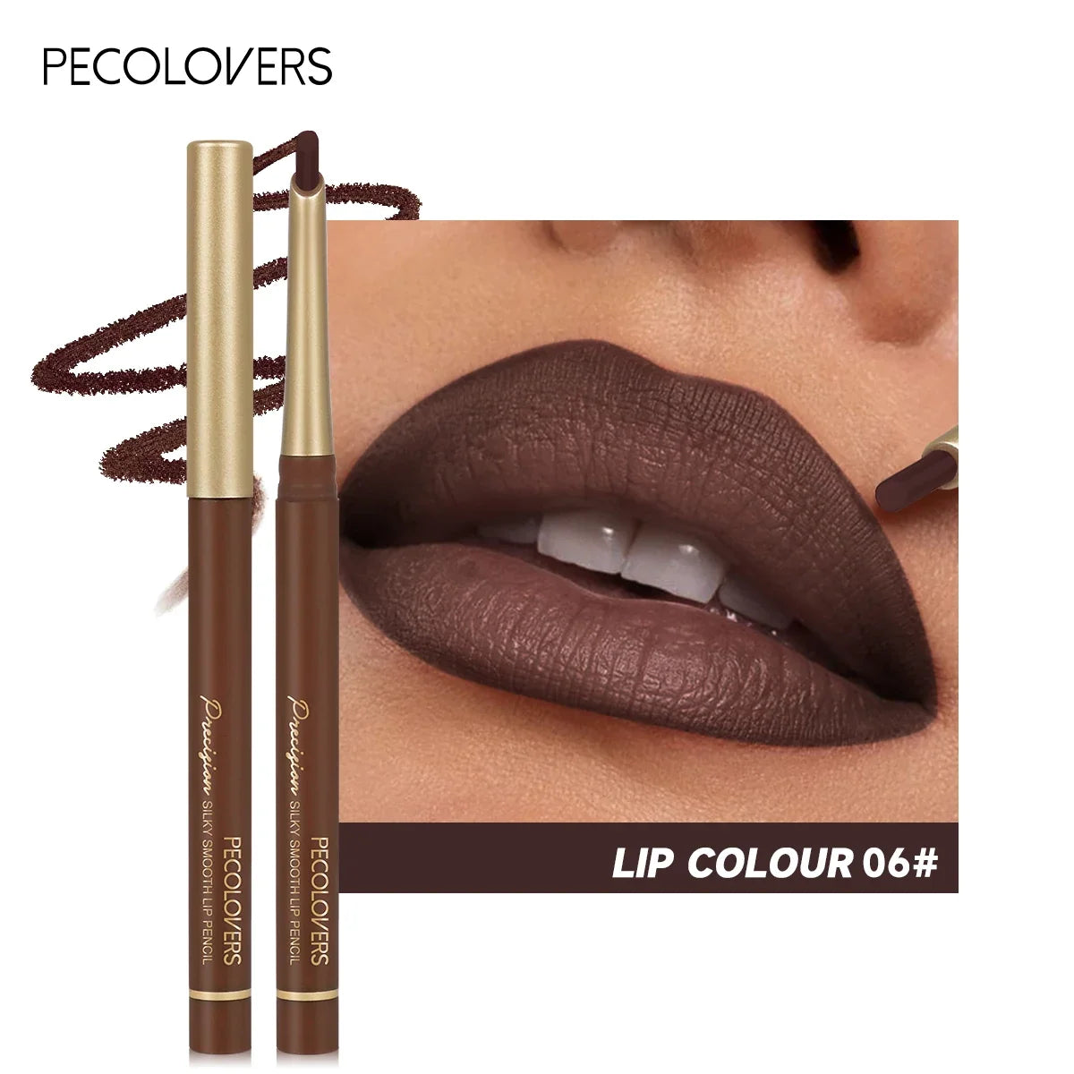 Matte 6-colors Lip Liner Pencil Bevel Design Nib Lip Contour Lipstick Nude Brown Lipstick Pencil Natural Lasting Lipliner Makeup