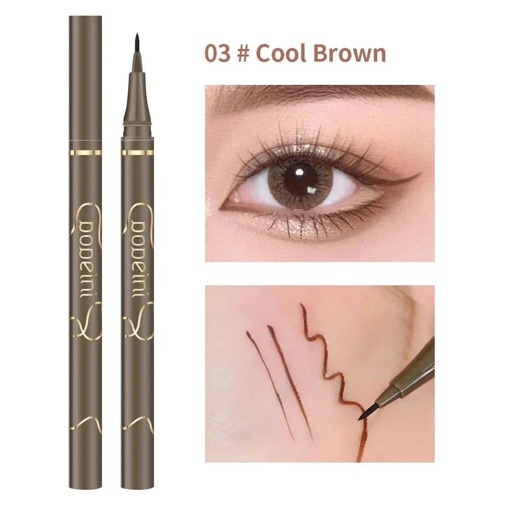 Waterproof Quick-drying Liquid Eyeliner/ultra-fine Matte Black Brown/long-lasting Silkworm Eyeliner/eye Makeup/gifts