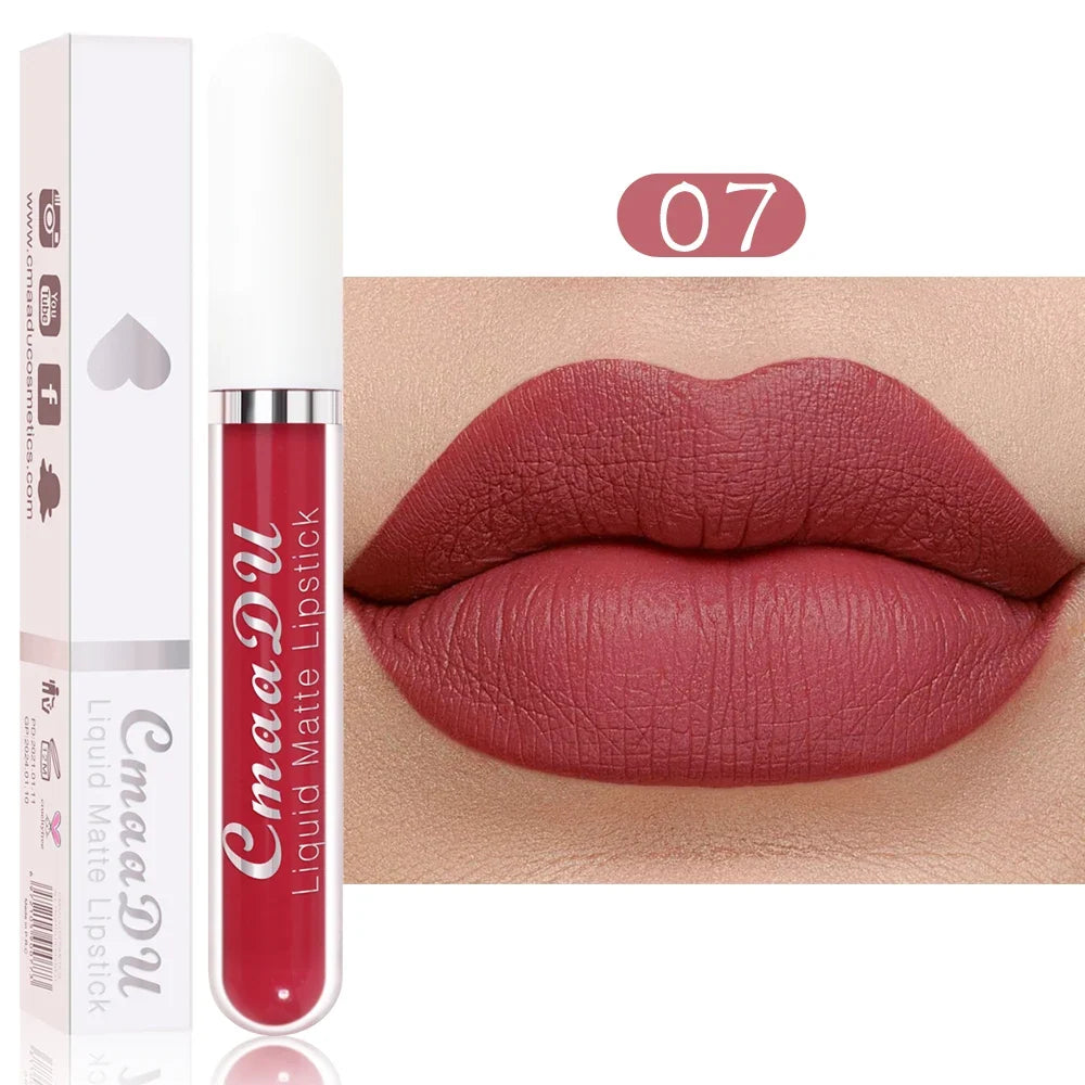 CmaaDu 1 Pcs Matte Lip Gloss Liquid Lipstick- Lip Stains with Long-Lasting Waterproof, Adult Age Range, Red Tones Easy to Color