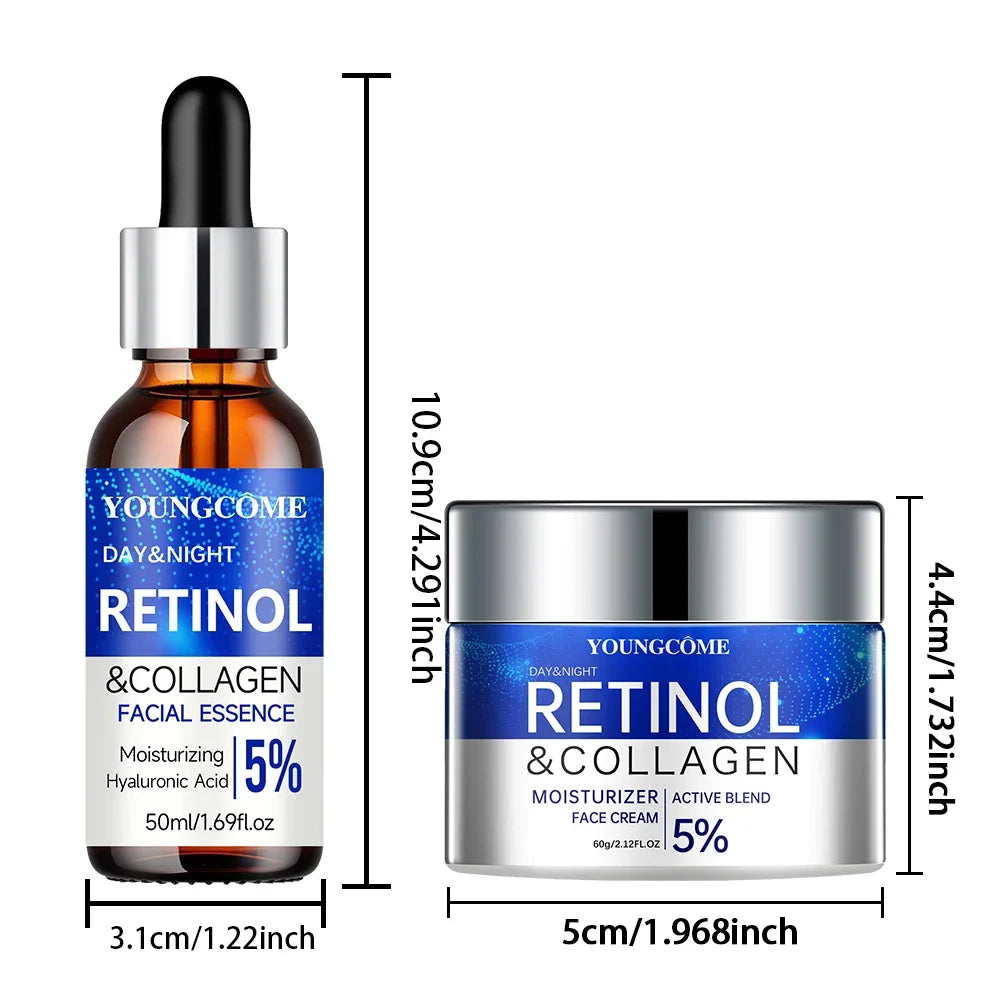 Retinol Cream Serum Combo Set Locks In Moisture Repairs Skin Smoothes Wrinkles Increases Elasticity For Younger Healthier Skin