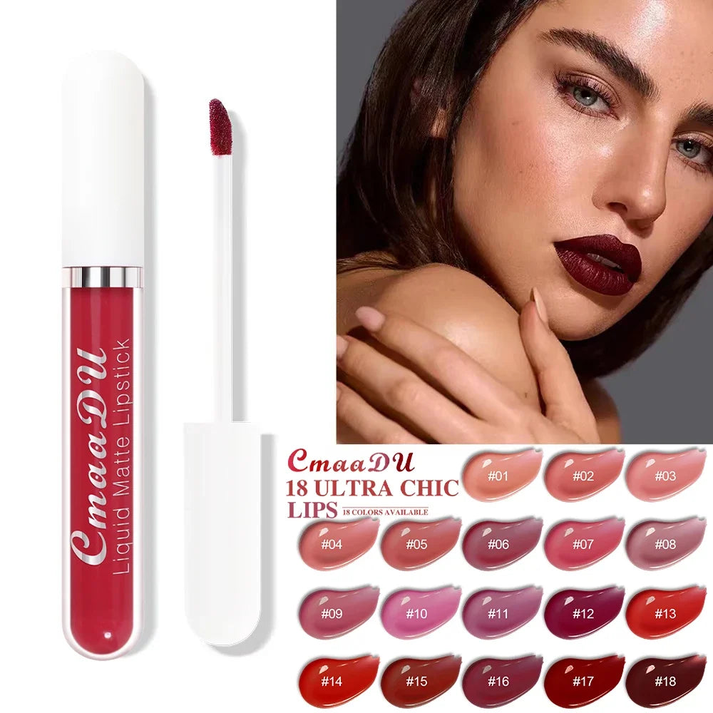 CmaaDu 1 Pcs Matte Lip Gloss Liquid Lipstick- Lip Stains with Long-Lasting Waterproof, Adult Age Range, Red Tones Easy to Color