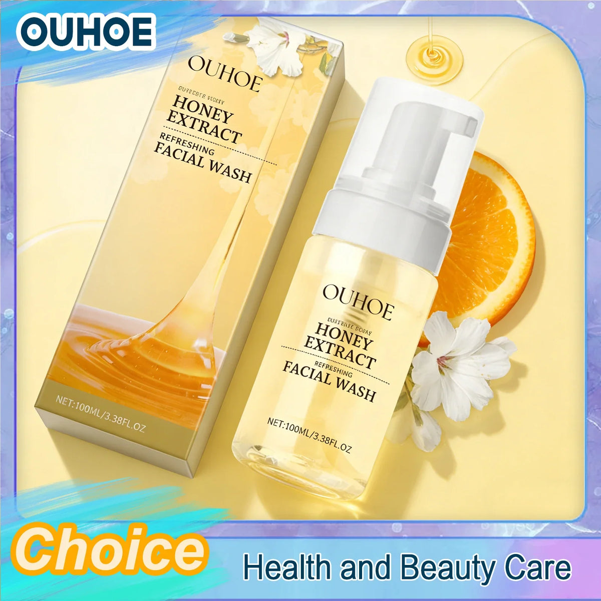 Honey Facial Foaming Cleanser Gentle Oil Control Reduce Acne Blackhead Purify Pore Soothing Relieve Redness Hydrating Face Wash