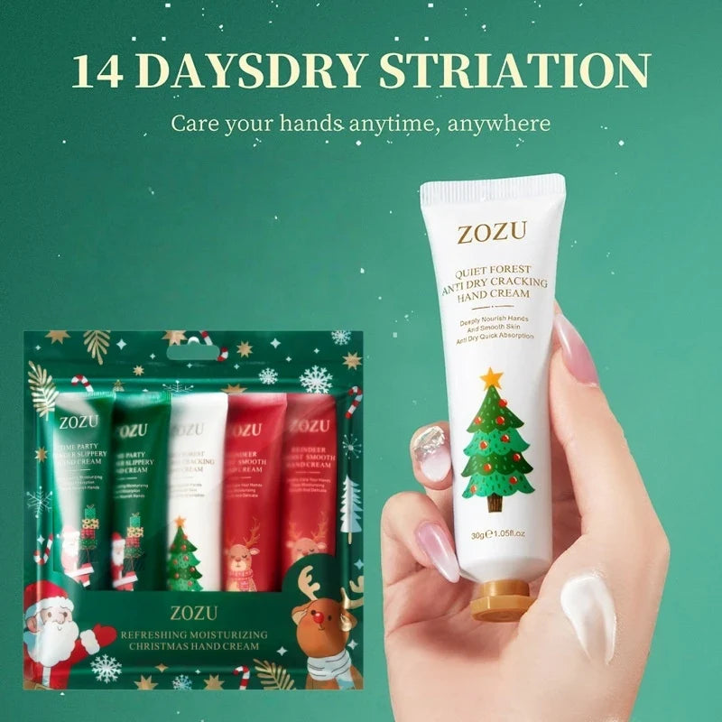 Christmas Gift Box 5-Piece Hand Cream Set, Creamy Texture, Moisturizing Travel-Sized Pack, Durable and Nourishing, Whitening and Smoothing, Women&