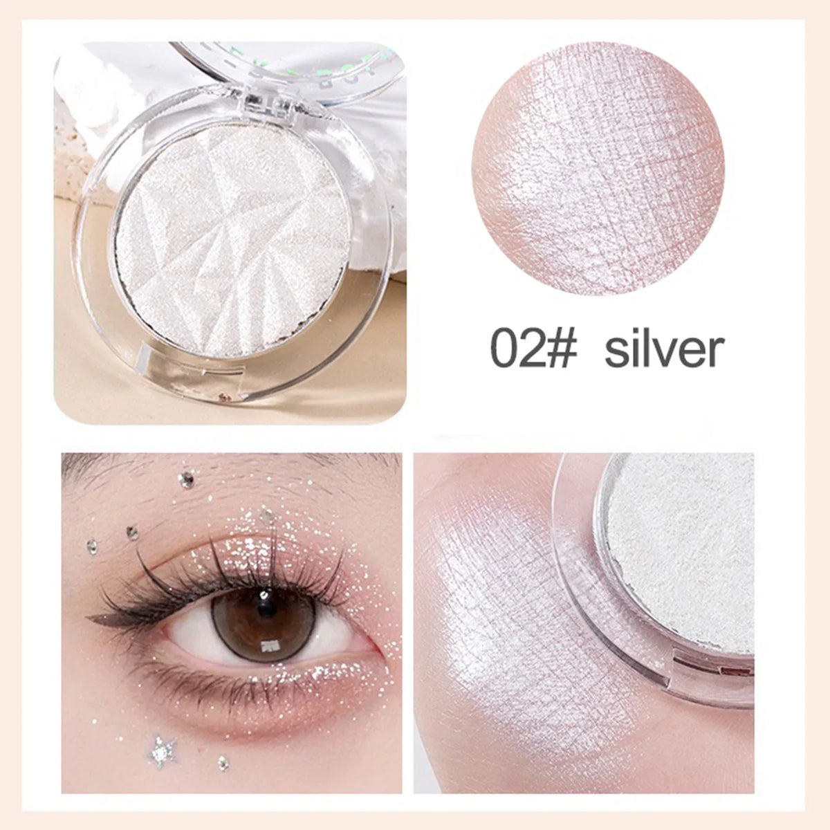 Shimmer Diamond Glow Highlighter 2-Color Palette – Brighten & Contour, Radiant Skin, Natural Glow for Festival & Daily Makeup