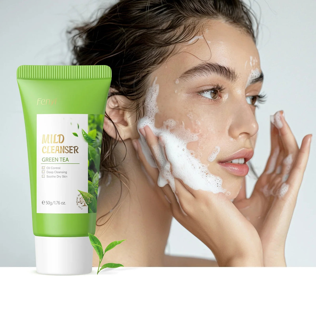 Green Tea Facial Cleanser 50g Skin Deep Cleansing Moisturizing Blackhead Removal Skincare Face Wash Foam Face Cleanser Skin Care