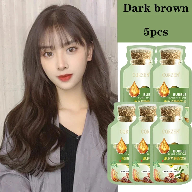 Pure Natural Herbal Hair Dye Shampoo Change Hair Color Cover Gray Hair White Hair Treatment Bubble Plant Hair Dye Hair Care