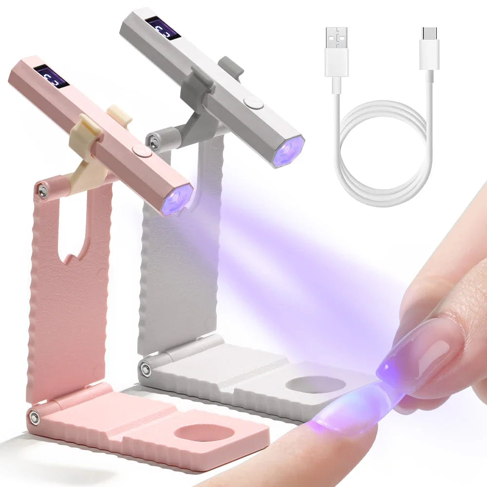LULAA Cordless Nail Lamp with Stand Handheld UV Light with LCD Display for Gel Nails Rechargeable USB Nail Dryer for Fast Curing