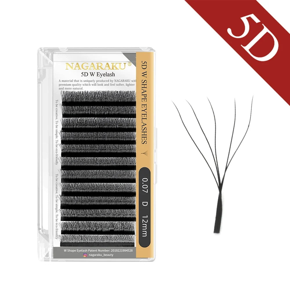 NAGARAKU Automatic Flowering W Shape Bloom 3D 4D 5D 6D Premade Fans Eyelash Extensions Natural Soft Light Full Dense