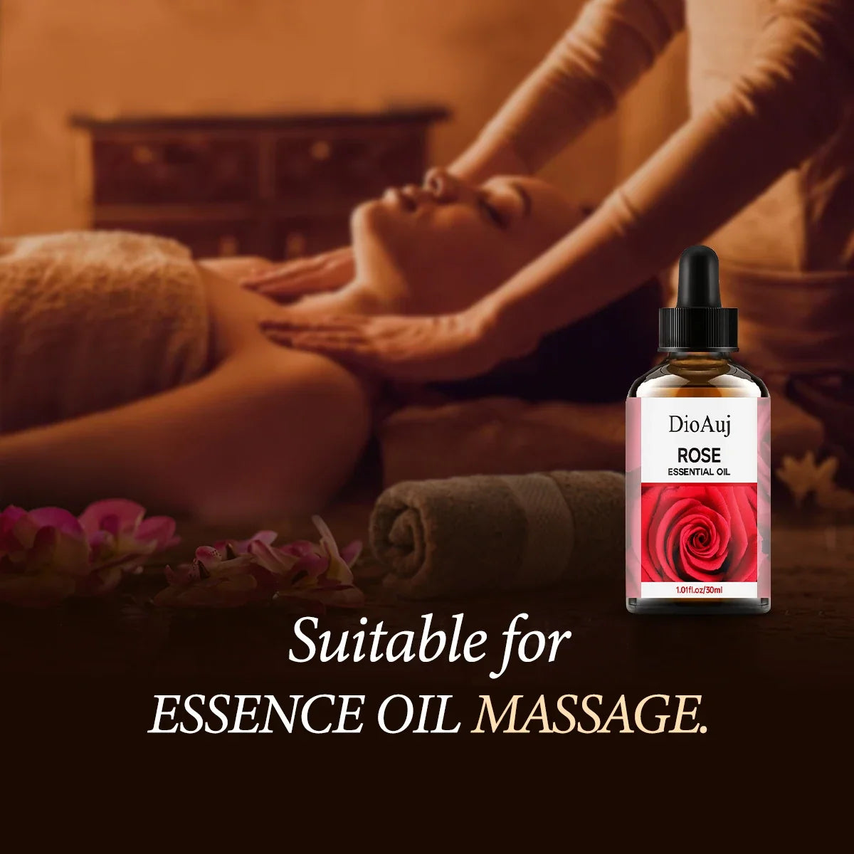 DioAuj 1PCS Essential Oil with Dropper ROSE Face Body Skin Care Aromatherapy Oil for Humidifier Aromatherapy Candle