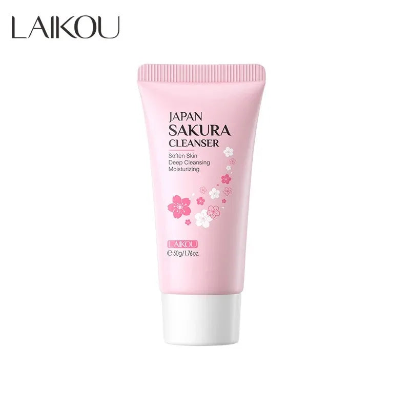Laikou Sakura Facial Cleanser Deep Cleansing Pores Oil Control Moisturizing Brightening Face Wash Gentle For All Skin Types 50g