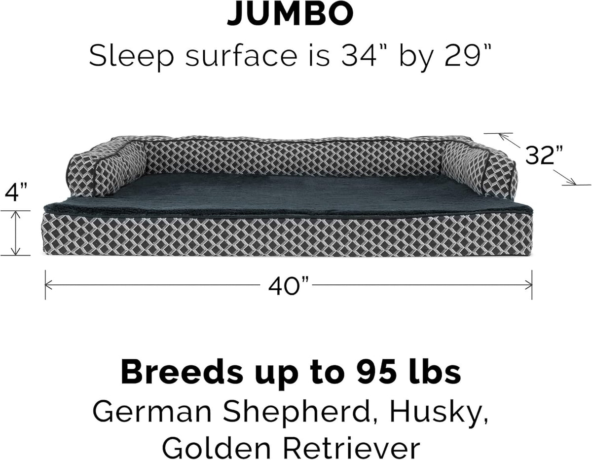 Replacement Dog Bed Cover Comfy Couch Plush & Décor Sofa-Style, Machine Washable - Diamond Gray, Jumbo (X-Large)