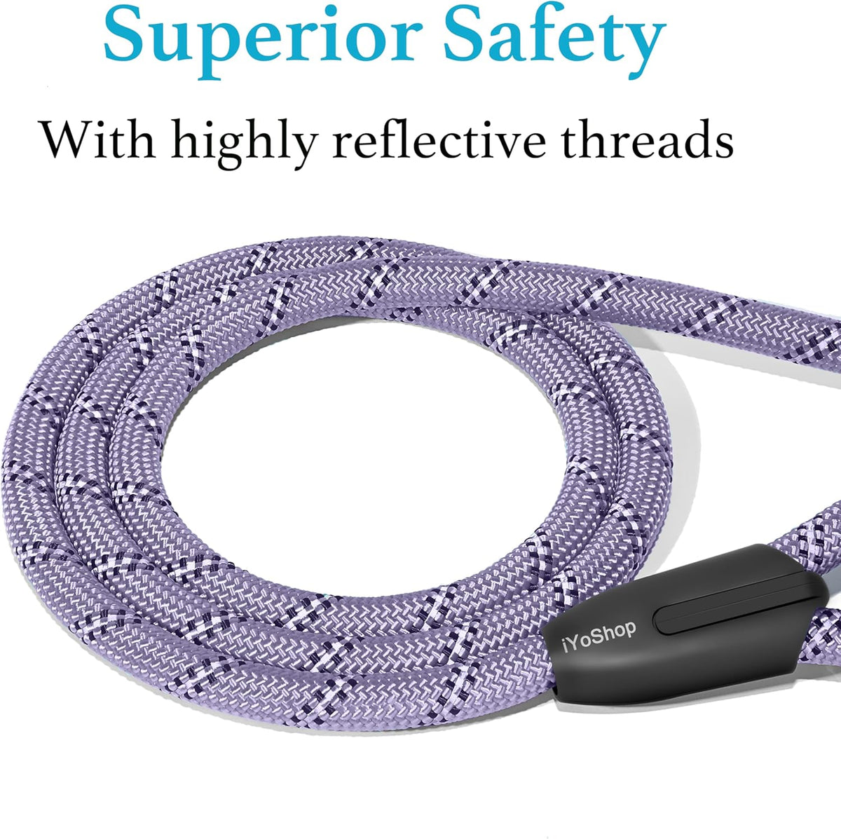 Durable Slip Lead Dog Leash with Padded Handle and Highly Reflective Threads, No Pull Dog Training Leash, (3/8" X 6 FT, Lavender)