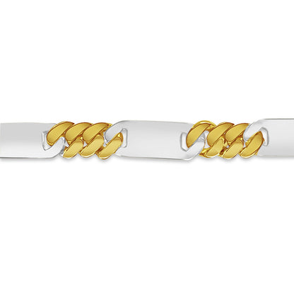 Figaro Bar Solid White/Yellow/Rose Gold Handmade Bracelet , 8mm, 6.5-10 Inch