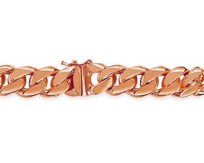 Curb Solid White/Yellow/Rose Gold Handmade Necklace , 11mm, 16-30 Inch