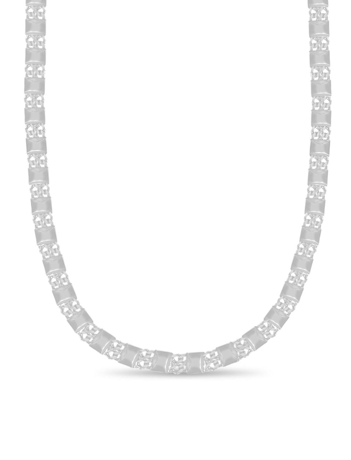 Curb &amp; Bar Solid White/Yellow/Rose Gold Handmade Necklace , 17mm, 16-30 Inch