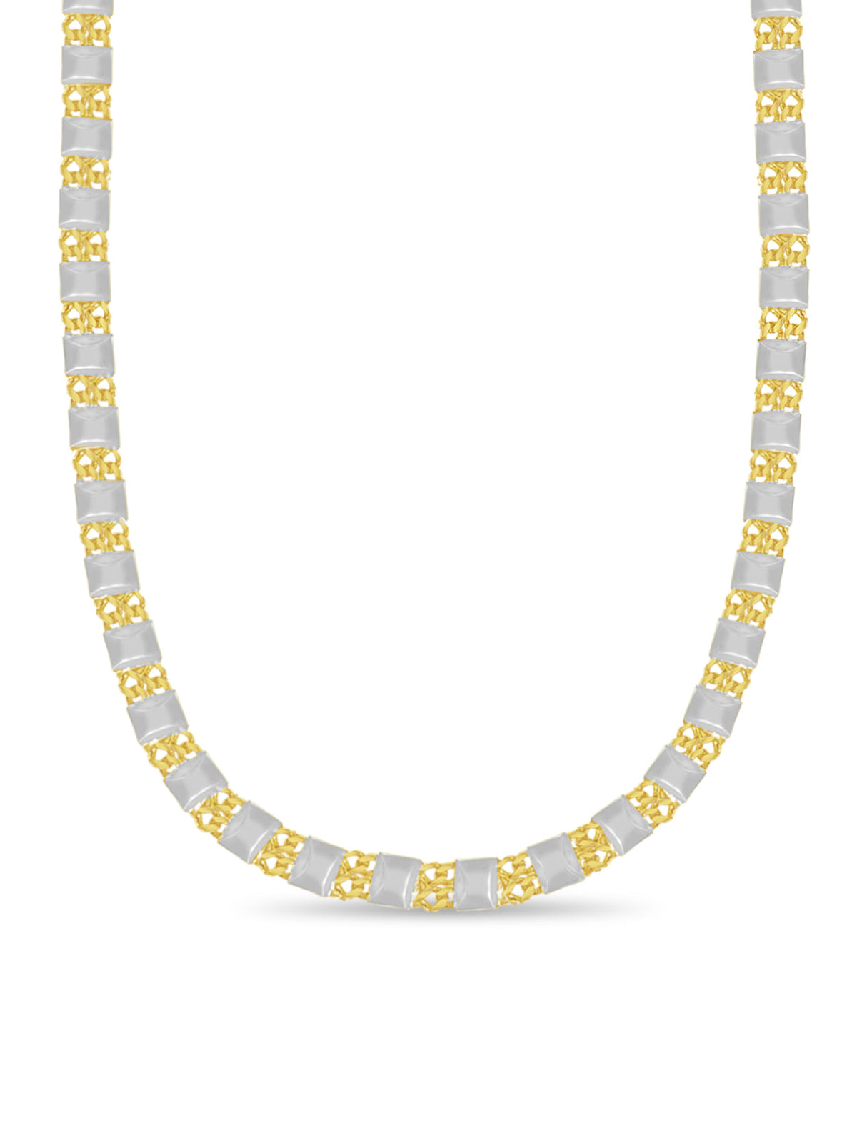 Curb &amp; Bar Solid White/Yellow/Rose Gold Handmade Necklace , 17mm, 16-30 Inch