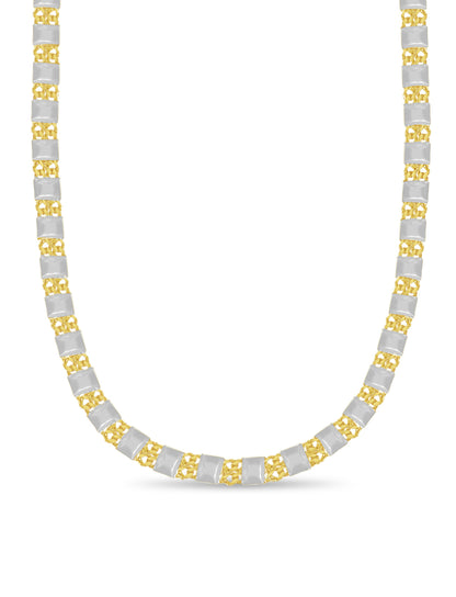 Curb &amp; Bar Solid White/Yellow/Rose Gold Handmade Necklace , 17mm, 16-30 Inch