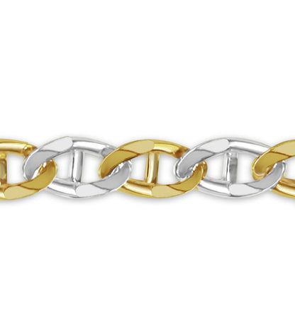 Mariner Solid White/Yellow/Rose Gold Handmade Bracelet , 15mm, 6.5-10 Inch