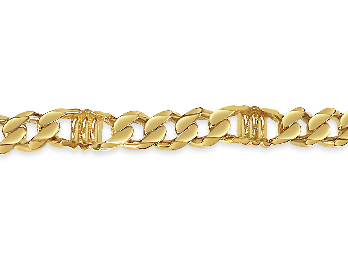 Curb &amp; Bar Solid White/Yellow/Rose Gold Handmade Necklace , 11mm, 16-30 Inch
