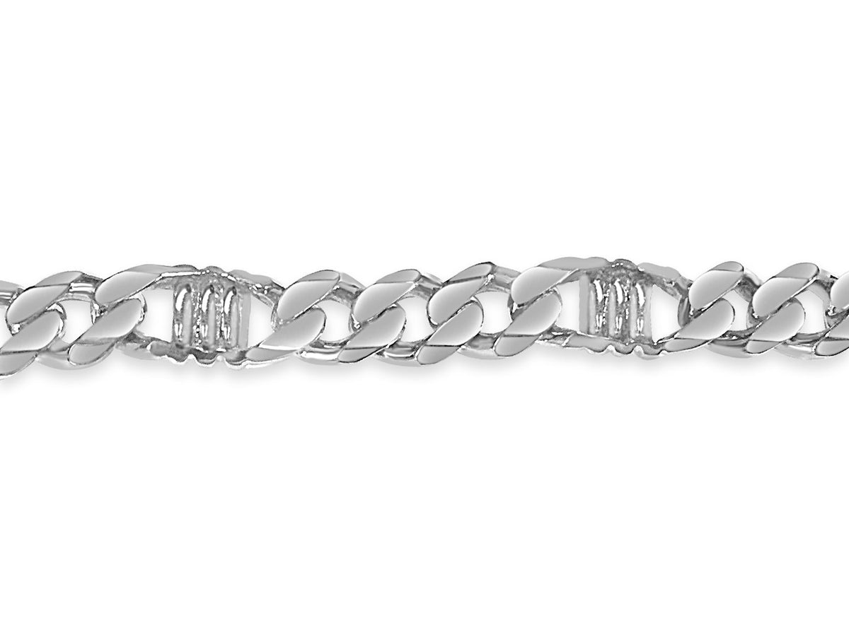 Curb &amp; Bar Solid White/Yellow/Rose Gold Handmade Bracelet , 11mm, 6.5-10 Inch