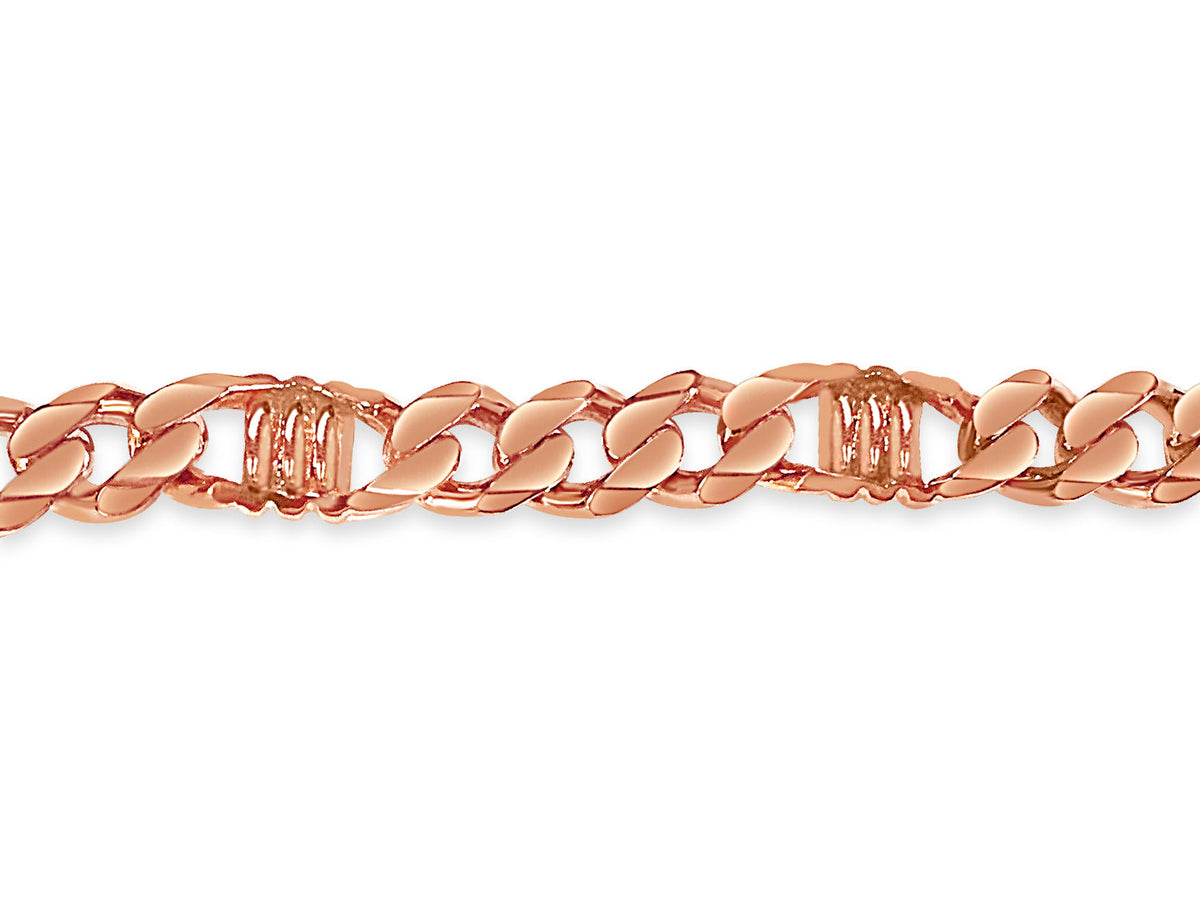Curb &amp; Bar Solid White/Yellow/Rose Gold Handmade Necklace , 11mm, 16-30 Inch