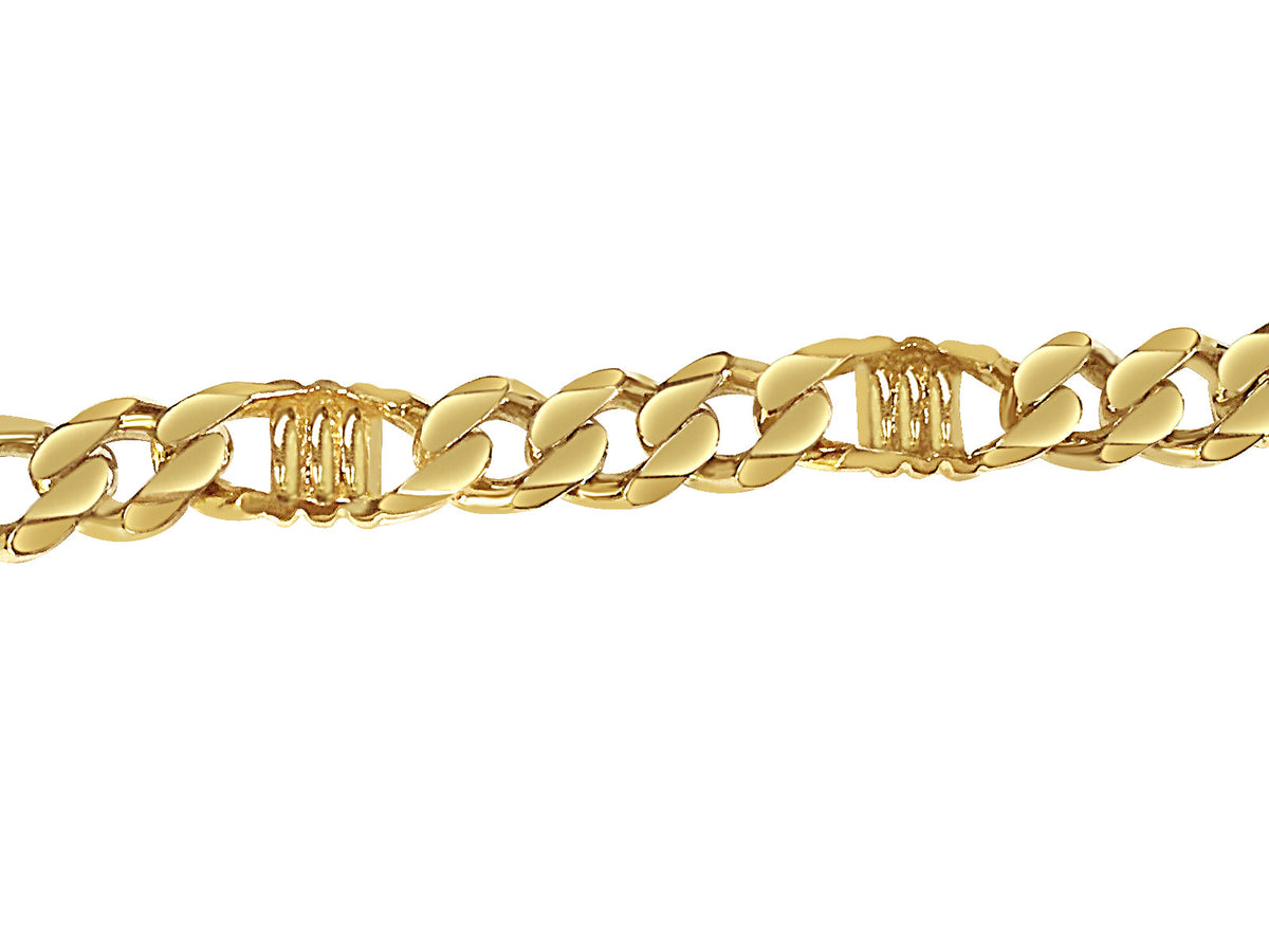 Curb &amp; Bar Solid White/Yellow/Rose Gold Handmade Bracelet , 11mm, 6.5-10 Inch
