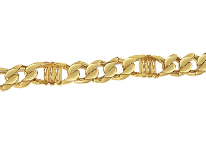Curb &amp; Bar Solid White/Yellow/Rose Gold Handmade Bracelet , 11mm, 6.5-10 Inch