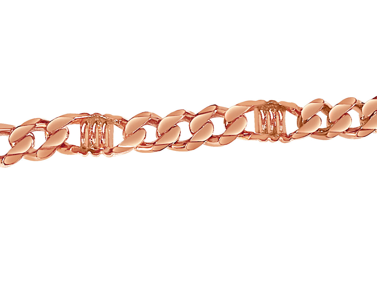Curb &amp; Bar Solid White/Yellow/Rose Gold Handmade Bracelet , 11mm, 6.5-10 Inch