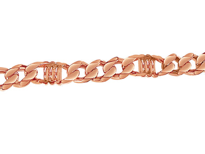 Curb &amp; Bar Solid White/Yellow/Rose Gold Handmade Bracelet , 11mm, 6.5-10 Inch