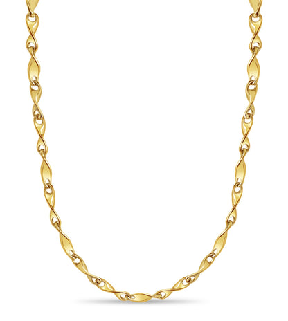 Twist Solid White/Yellow/Rose Gold Handmade Necklace , 4mm, 16-30 Inch
