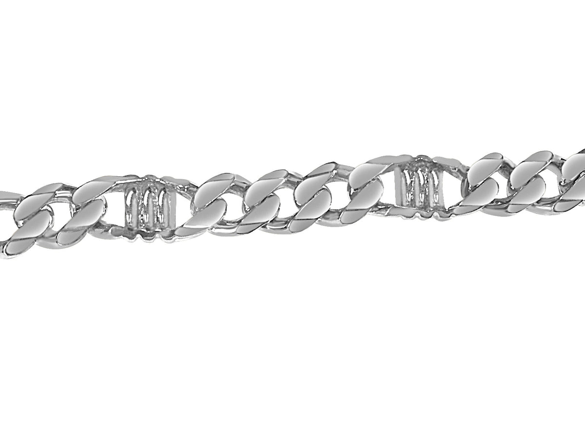 Curb &amp; Bar Solid White/Yellow/Rose Gold Handmade Bracelet , 11mm, 6.5-10 Inch