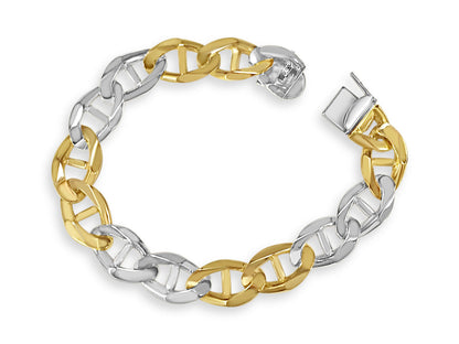 Anchor Mariner Solid White/Yellow/Rose Gold Handmade Bracelet , 13mm, 6.5-10 Inch