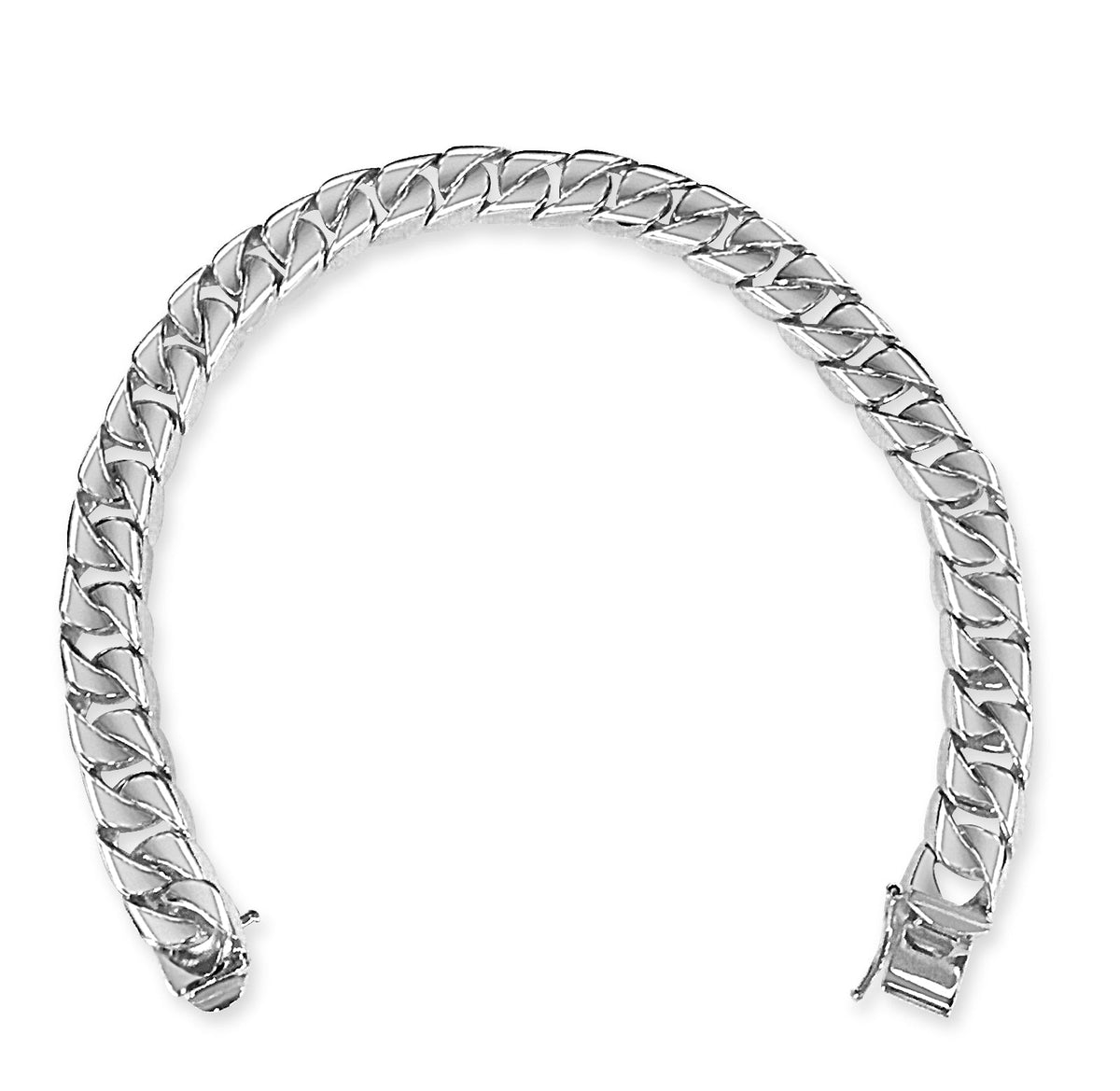 Curb Solid White/Yellow/Rose Gold Handmade Bracelet , 9mm, 6.5-10 Inch