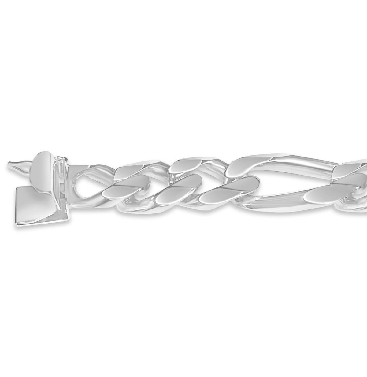 Figaro Solid White/Yellow/Rose Gold Handmade Bracelet , 12mm, 6.5-10 Inch