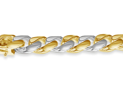 Curb Solid White/Yellow/Rose Gold Handmade Bracelet , 13mm, 6.5-10 Inch