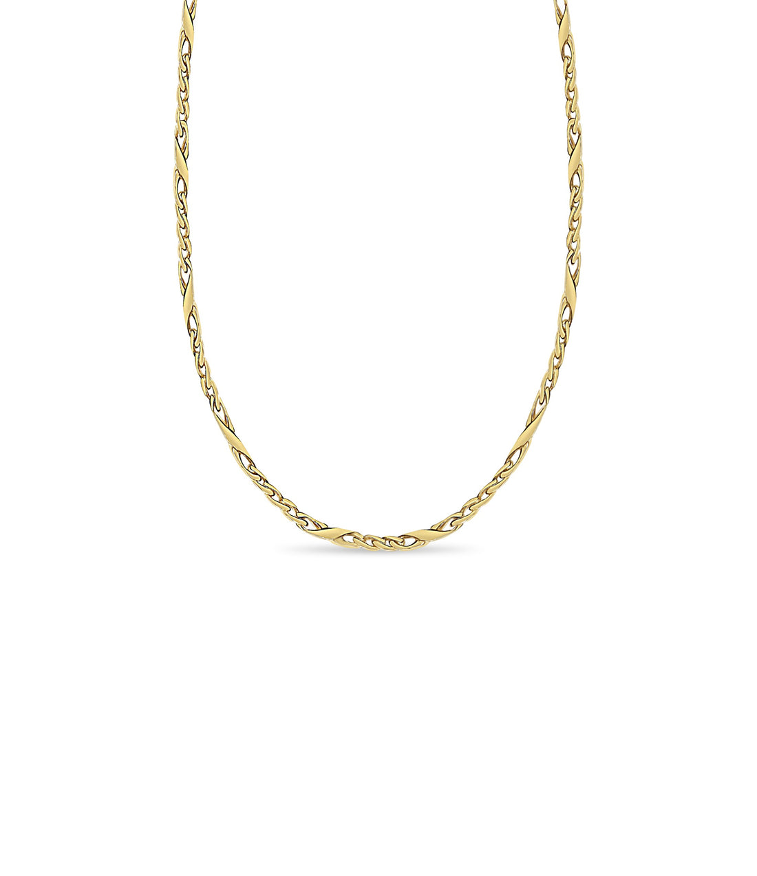 XO Curb Solid White/Yellow/Rose Gold Handmade Necklace , 6mm, 16-30 Inch